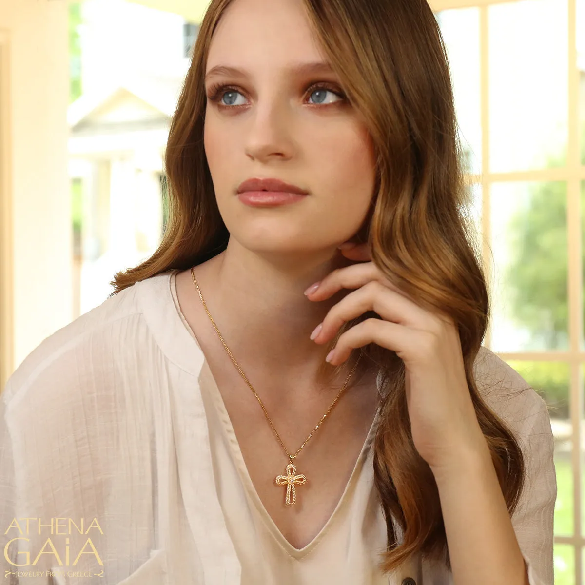 14k Gold Pomme Open Cross