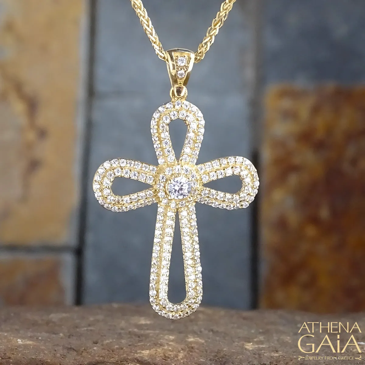 14k Gold Pomme Open Cross