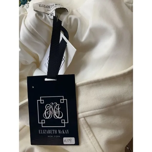 $179 NWT ELIZABETH MCKAY LADIES PLEATED LINED CREAM HEAVY MINI SHIRT SIZE 10