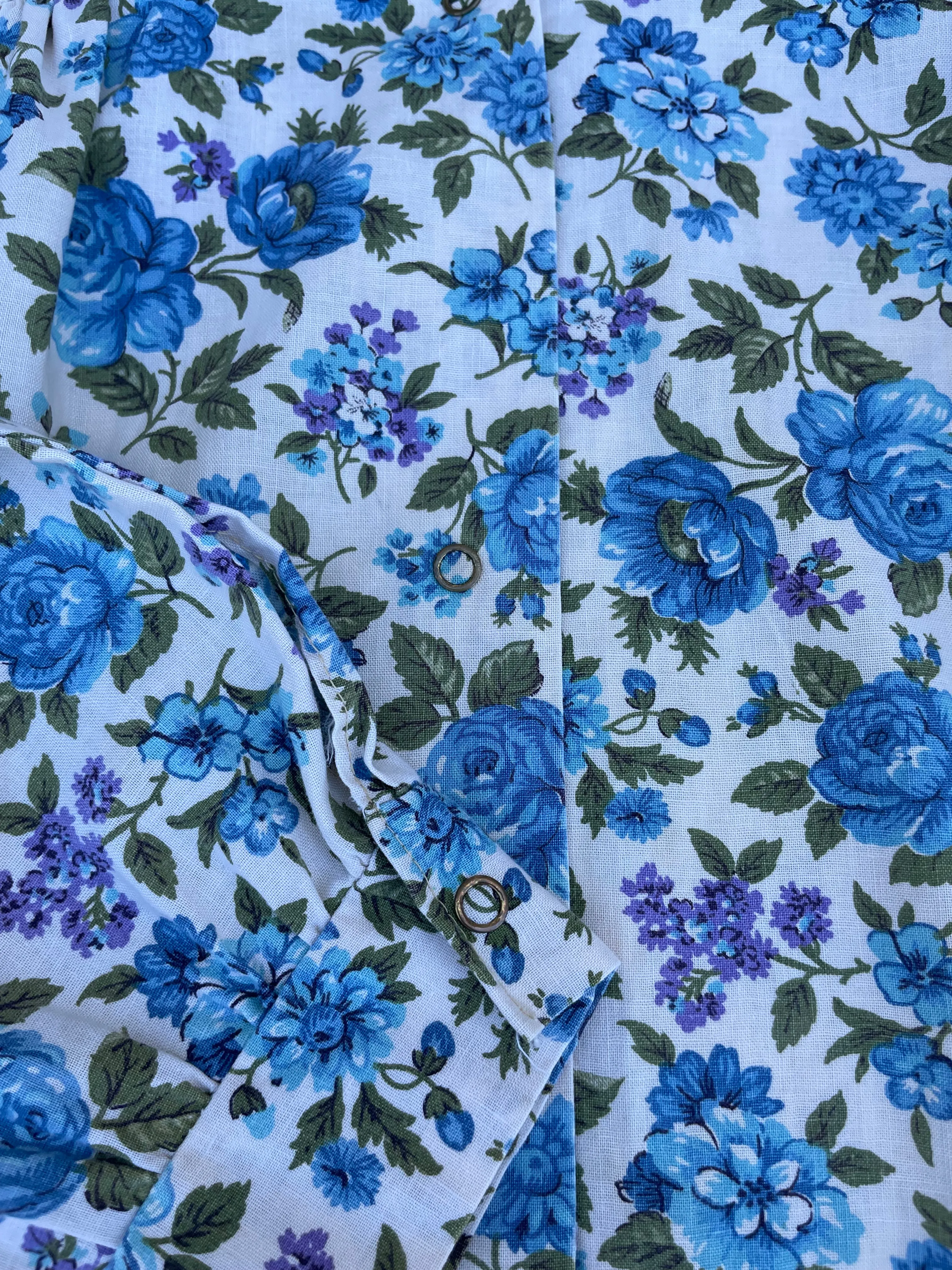 1950s Linen Blend Floral Print Smock