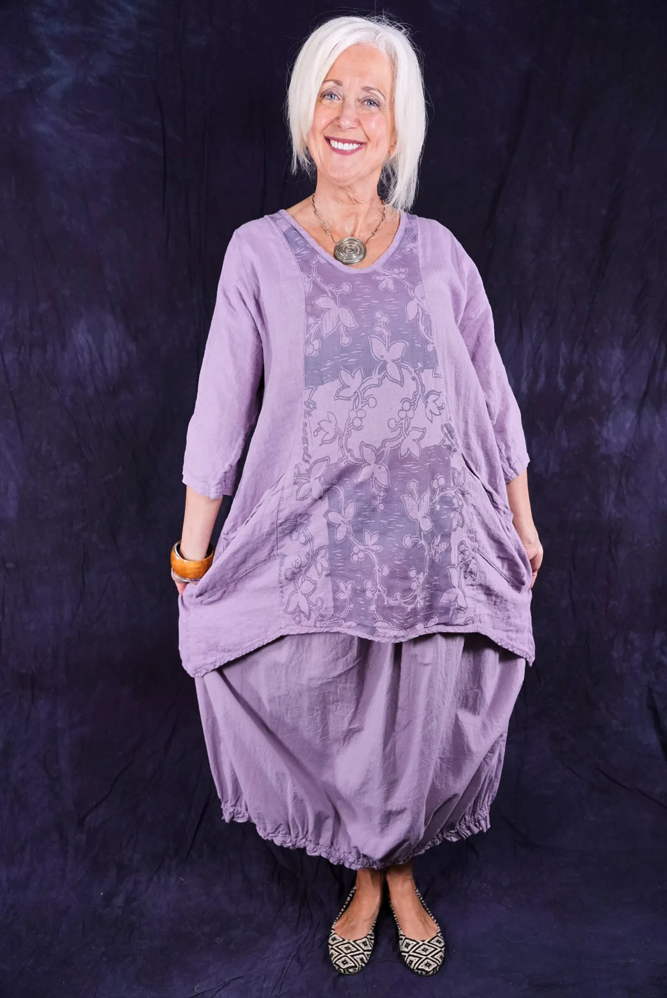 2229 Linen Posey Tunic Sea Fog-P