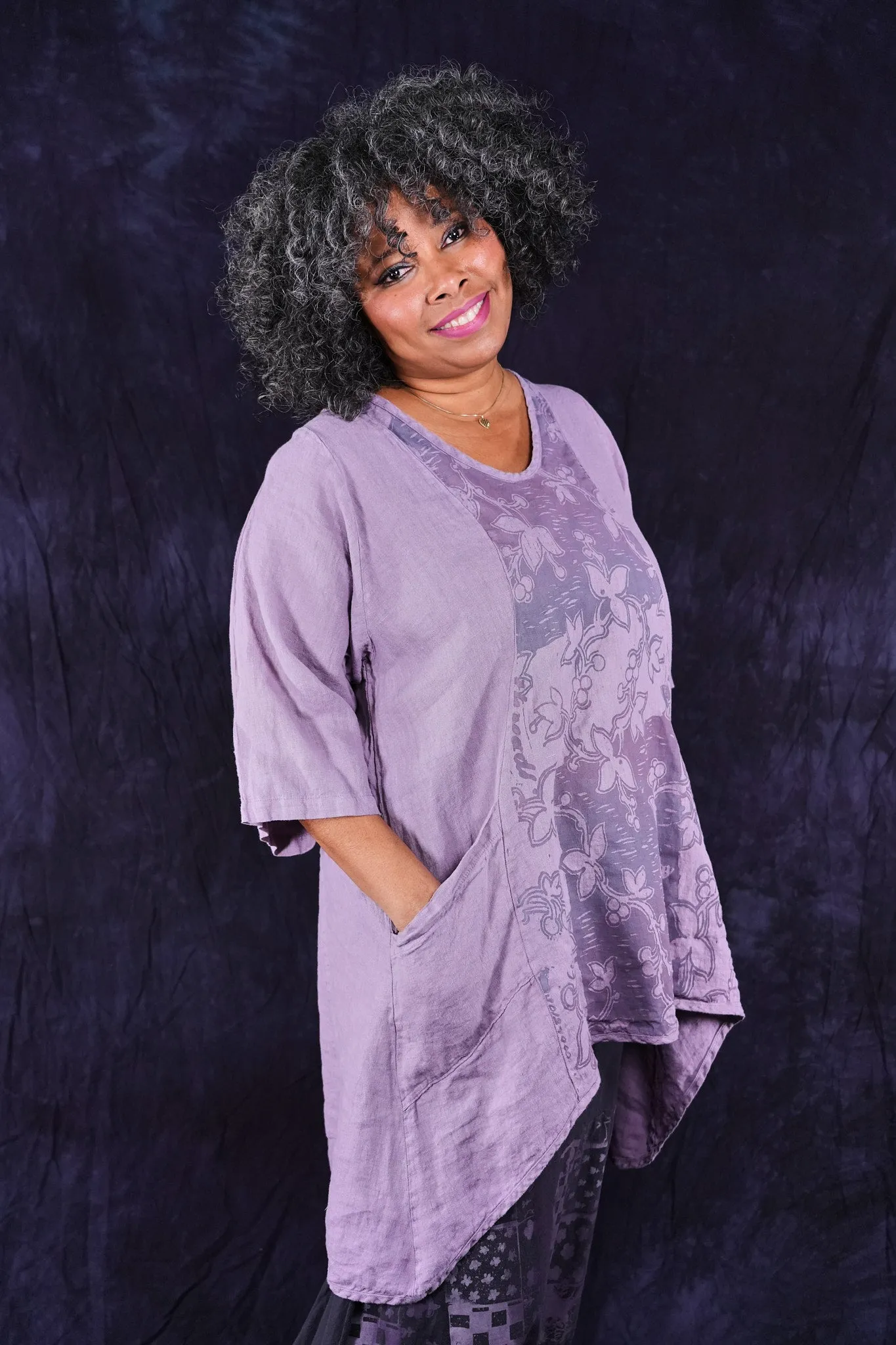 2229 Linen Posey Tunic Sea Fog-P