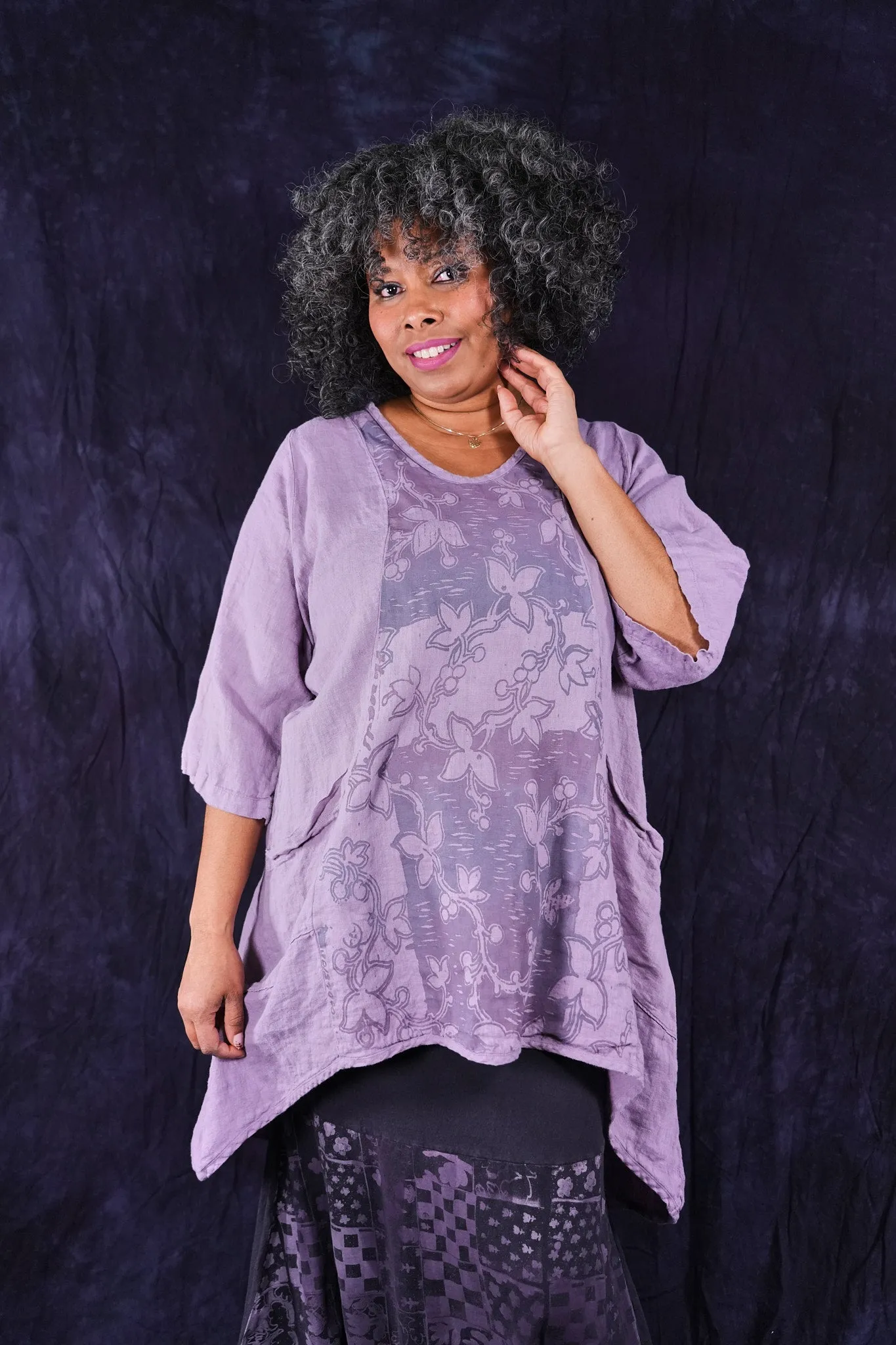 2229 Linen Posey Tunic Sea Fog-P