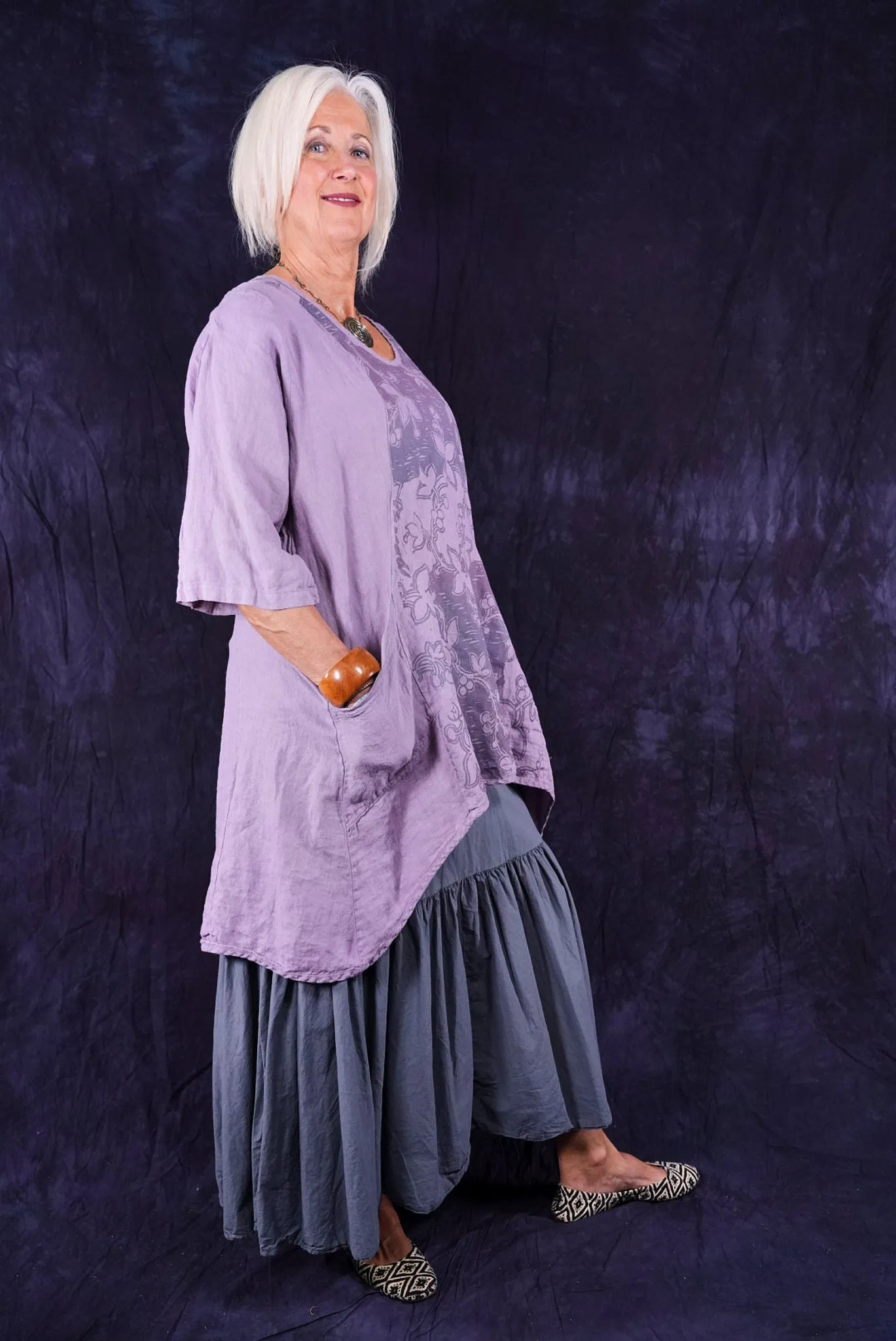 2229 Linen Posey Tunic Sea Fog-P