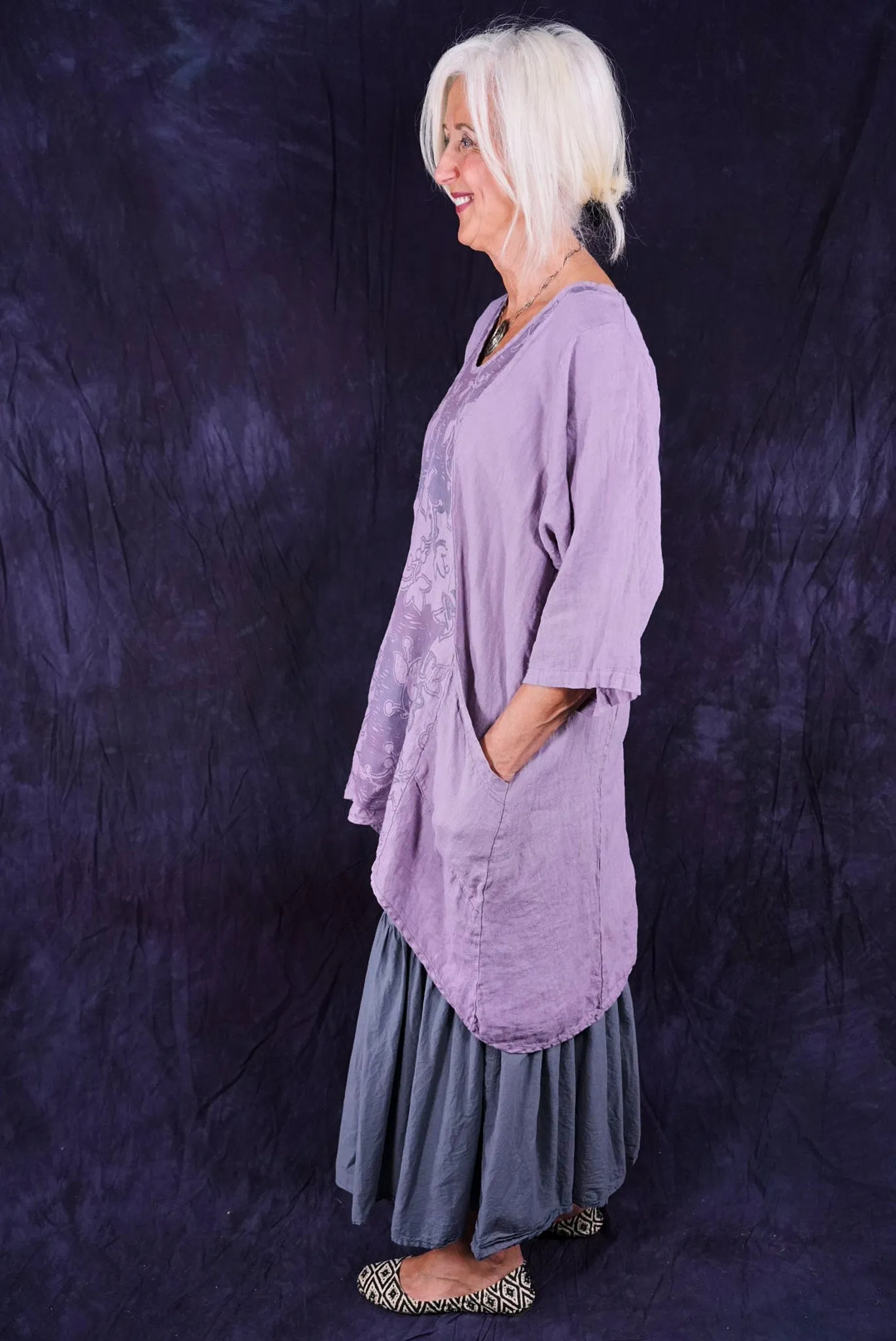 2229 Linen Posey Tunic Sea Fog-P