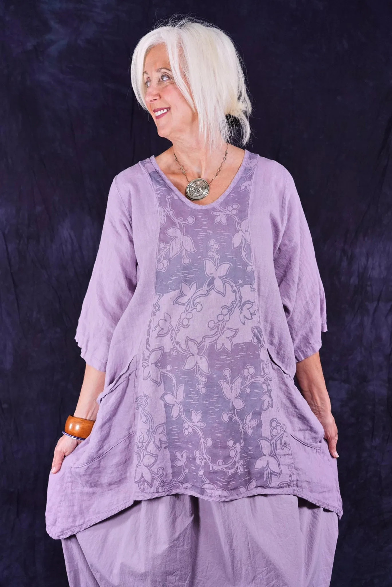 2229 Linen Posey Tunic Sea Fog-P