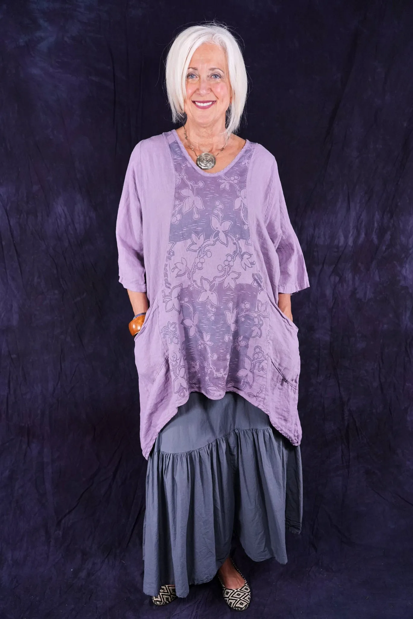 2229 Linen Posey Tunic Sea Fog-P