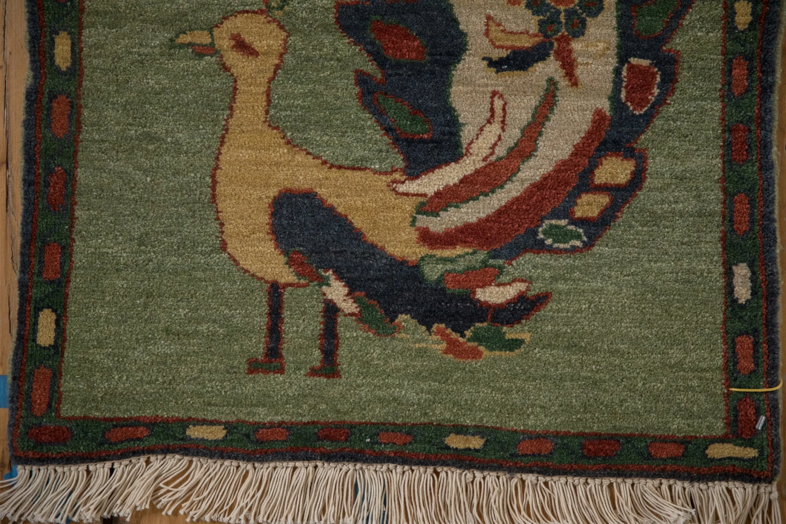 2x2.5 Vintage Pictorial Armenian Peacock Design Square Rug Mat
