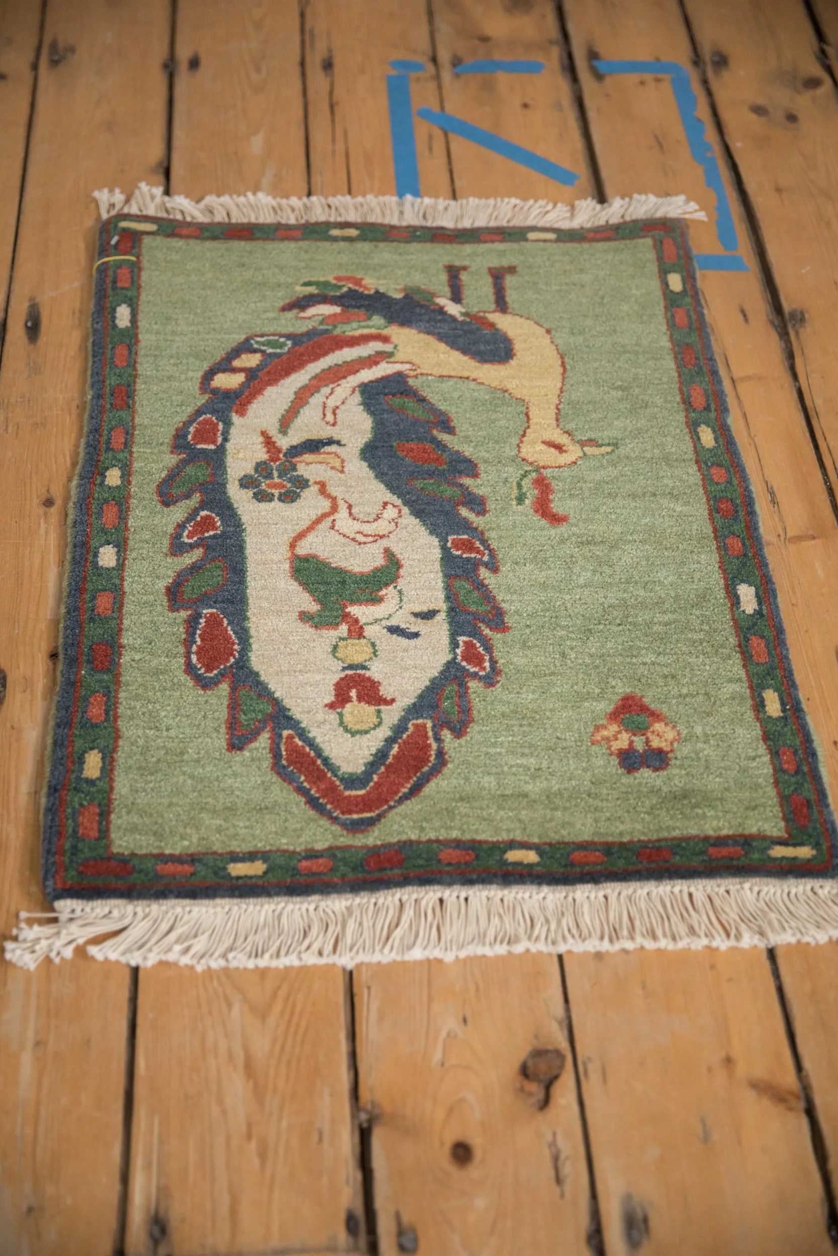 2x2.5 Vintage Pictorial Armenian Peacock Design Square Rug Mat