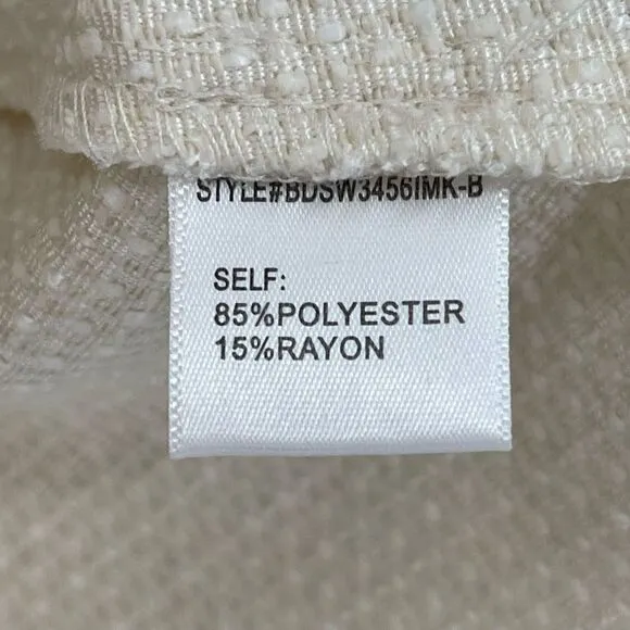 4Sienna Esma Pleated Textured Tweed Mini A-Line Skater Skirt Ivory Women XS