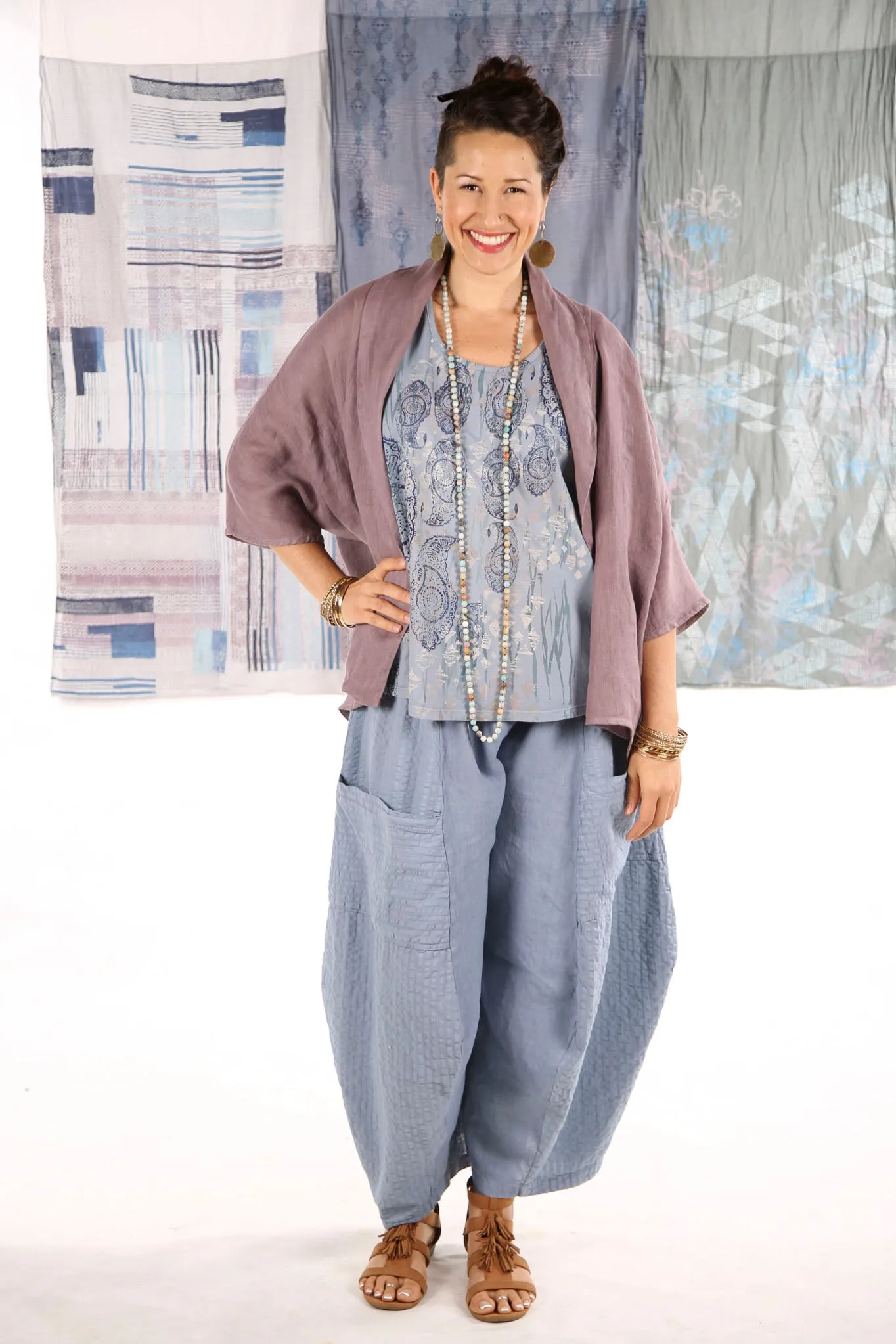 5230-Linen Boxy Cardi Plum Haze-Light Tones Tree of Life-P