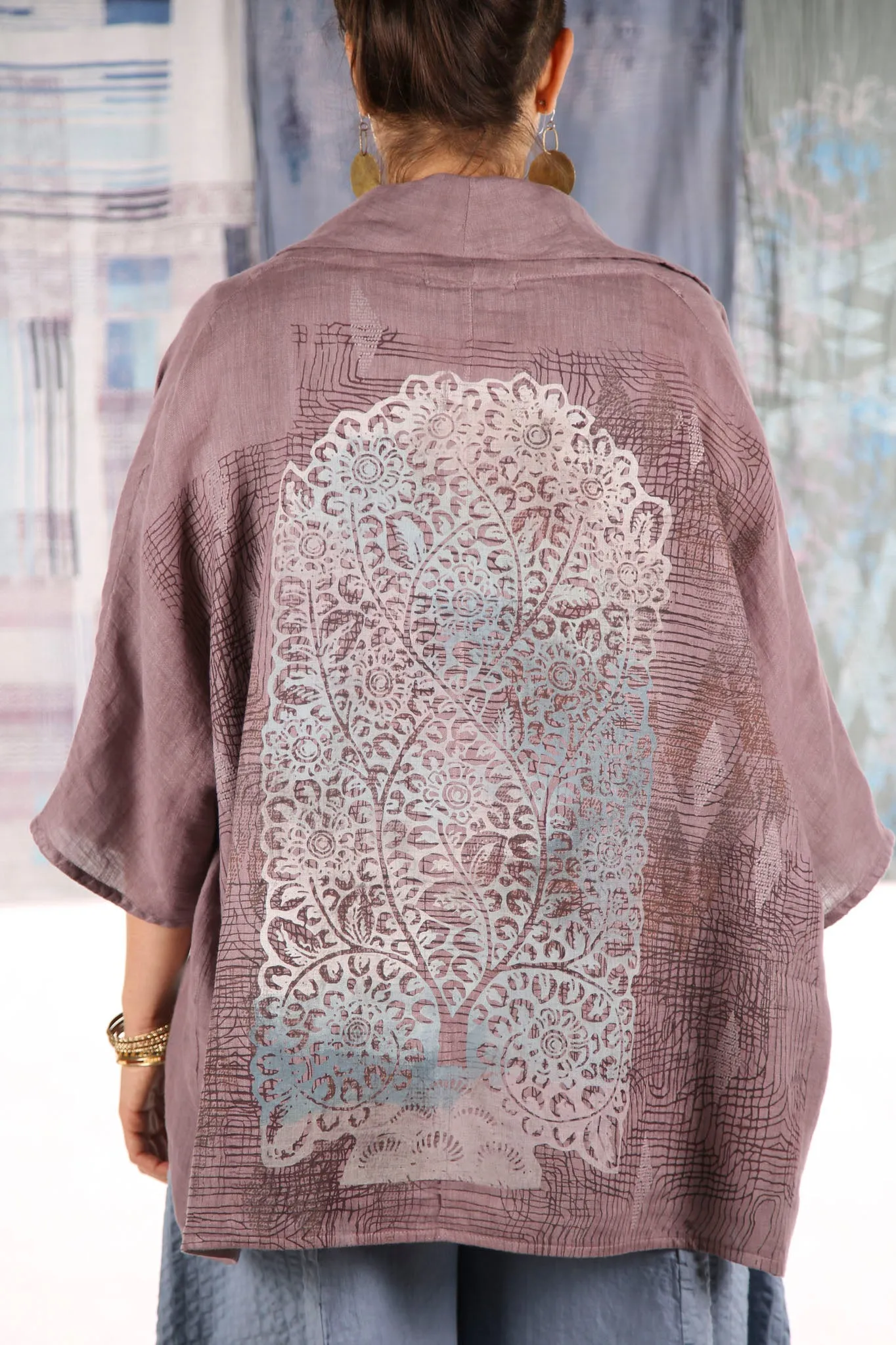 5230-Linen Boxy Cardi Plum Haze-Light Tones Tree of Life-P