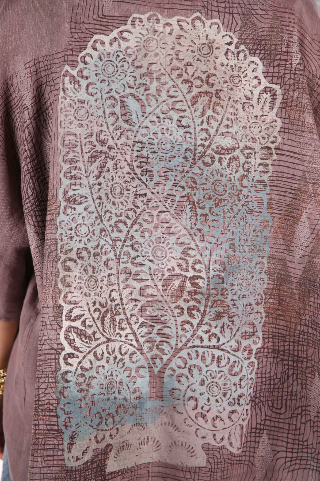 5230-Linen Boxy Cardi Plum Haze-Light Tones Tree of Life-P