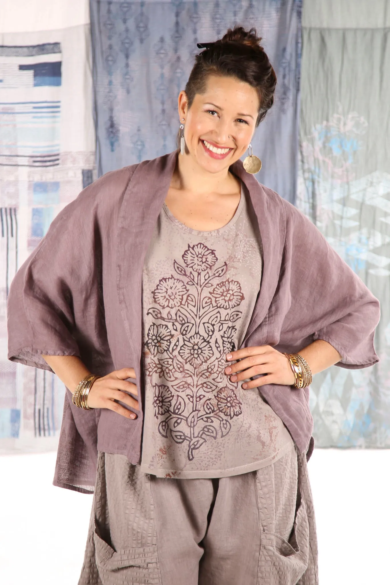 5230-Linen Boxy Cardi Plum Haze-Light Tones Tree of Life-P