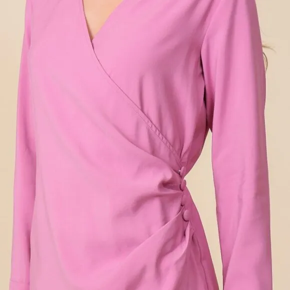 #55 - JULIE LONG SLEEVE COLLARED MINI DRESS - MAUVE COLOUR
