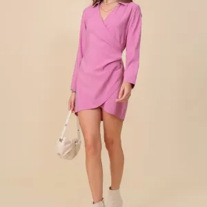 #55 - JULIE LONG SLEEVE COLLARED MINI DRESS - MAUVE COLOUR