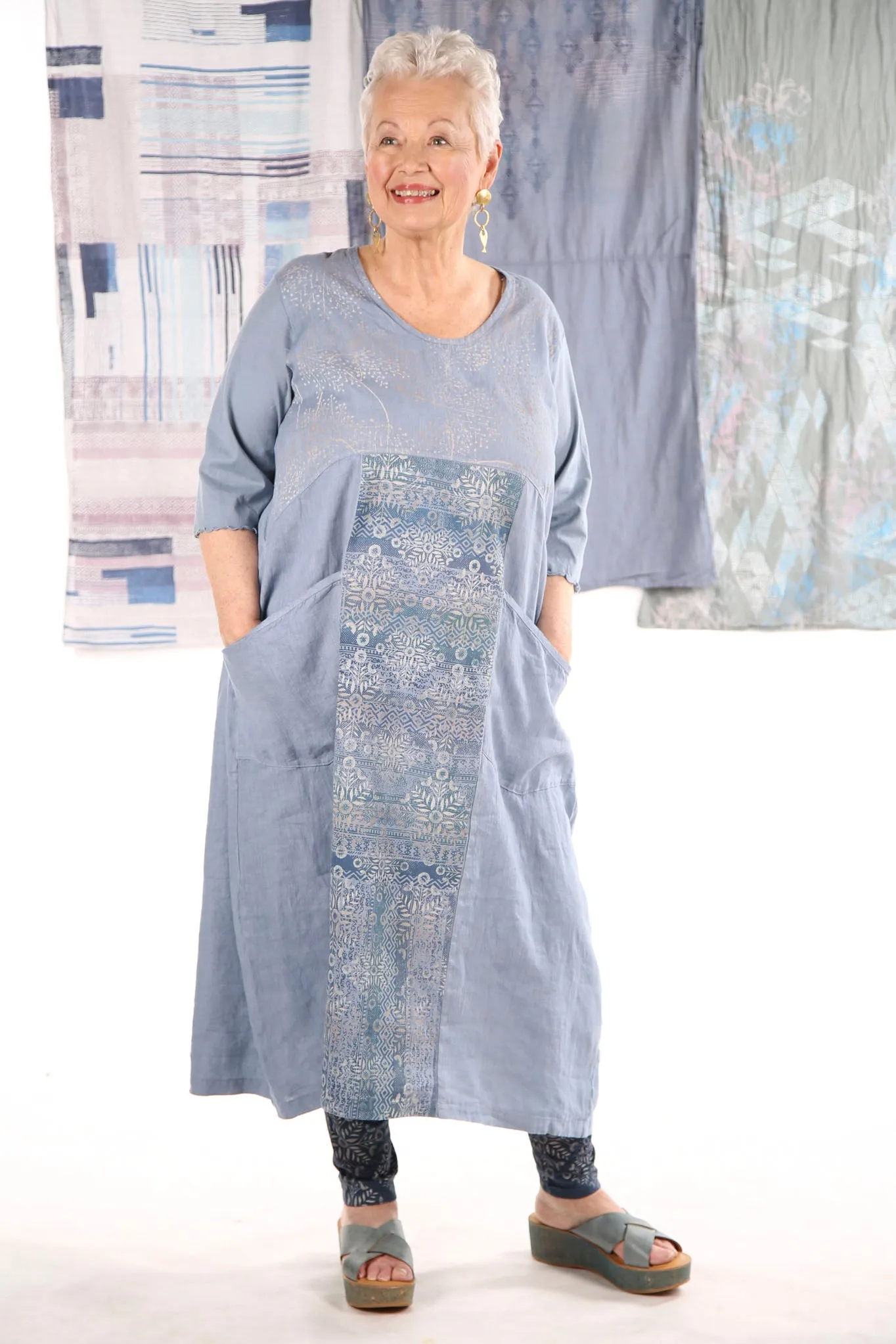 7214 The Linen Dress Summer Blue-P