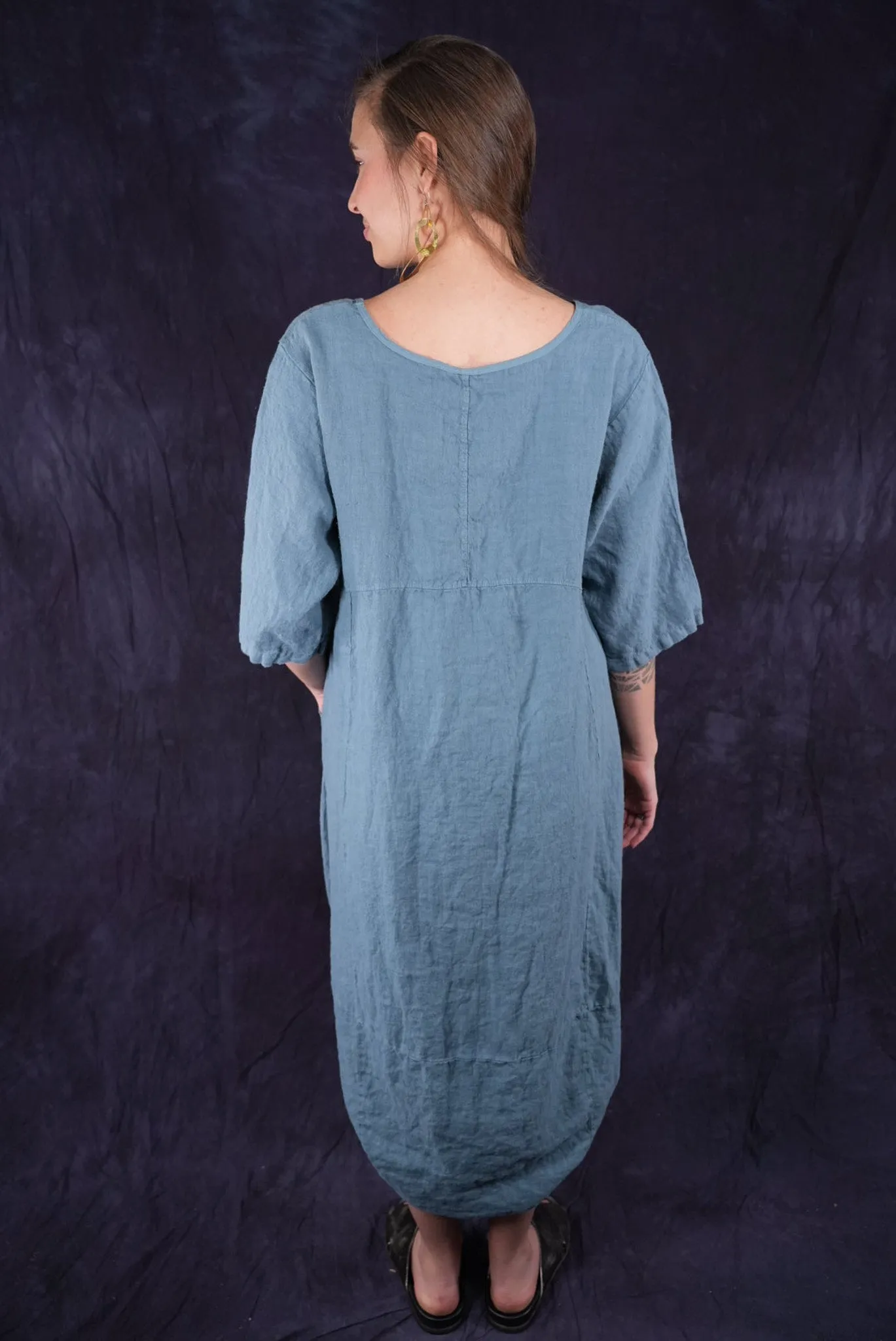 7221 Lucky Linen Dress Sea-P