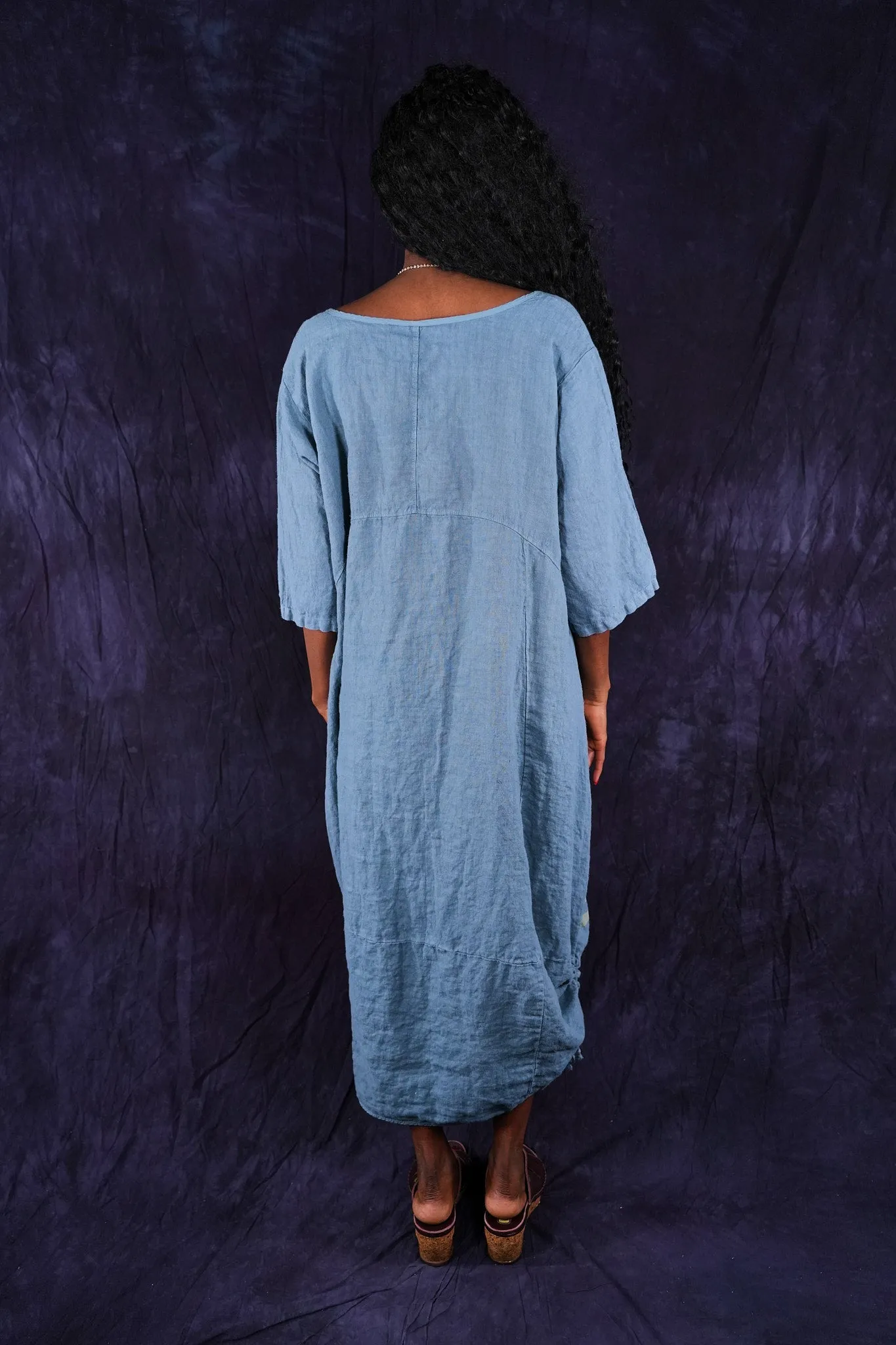 7221 Lucky Linen Dress Sea-P
