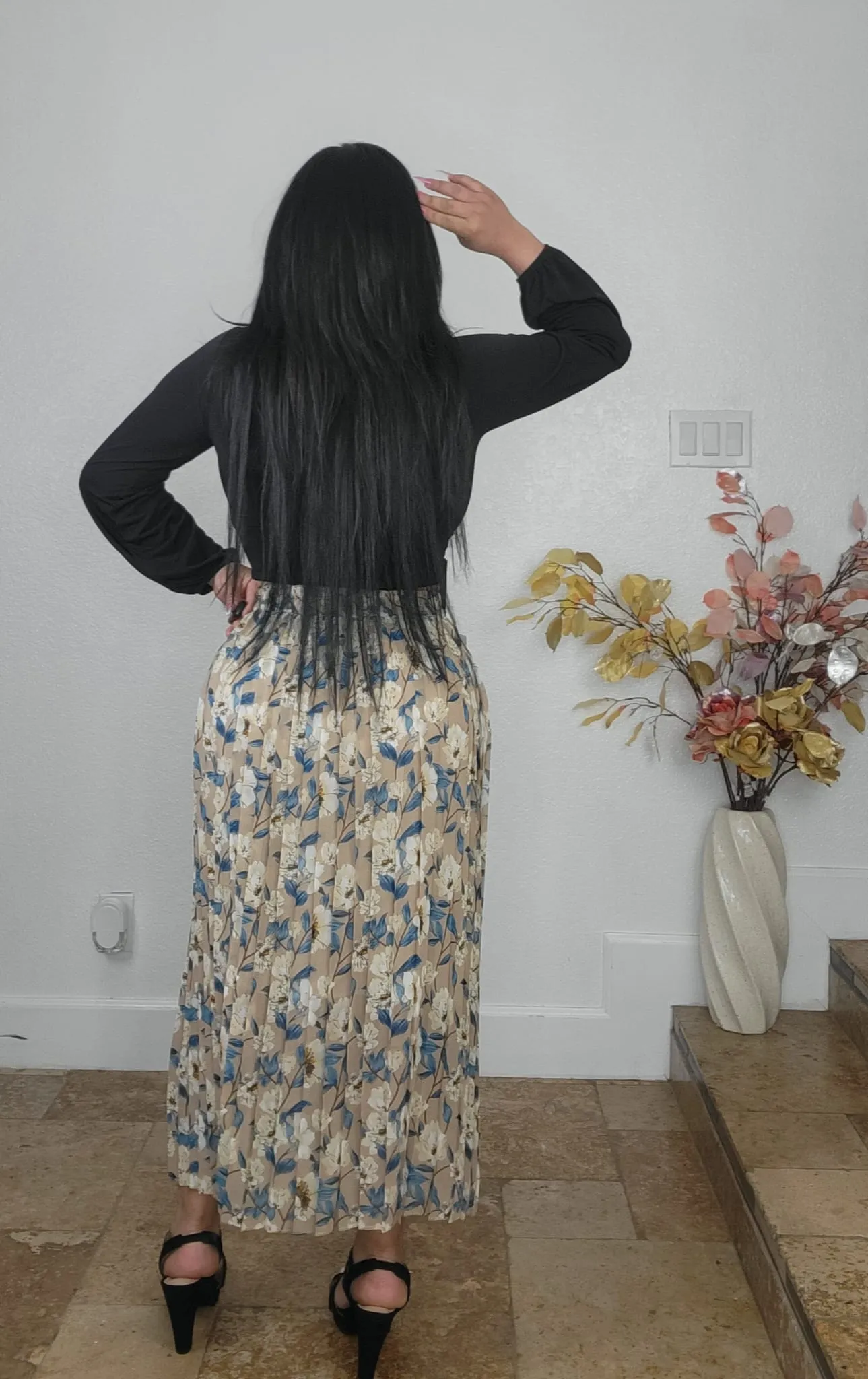 808 One size floral skirt BROWN