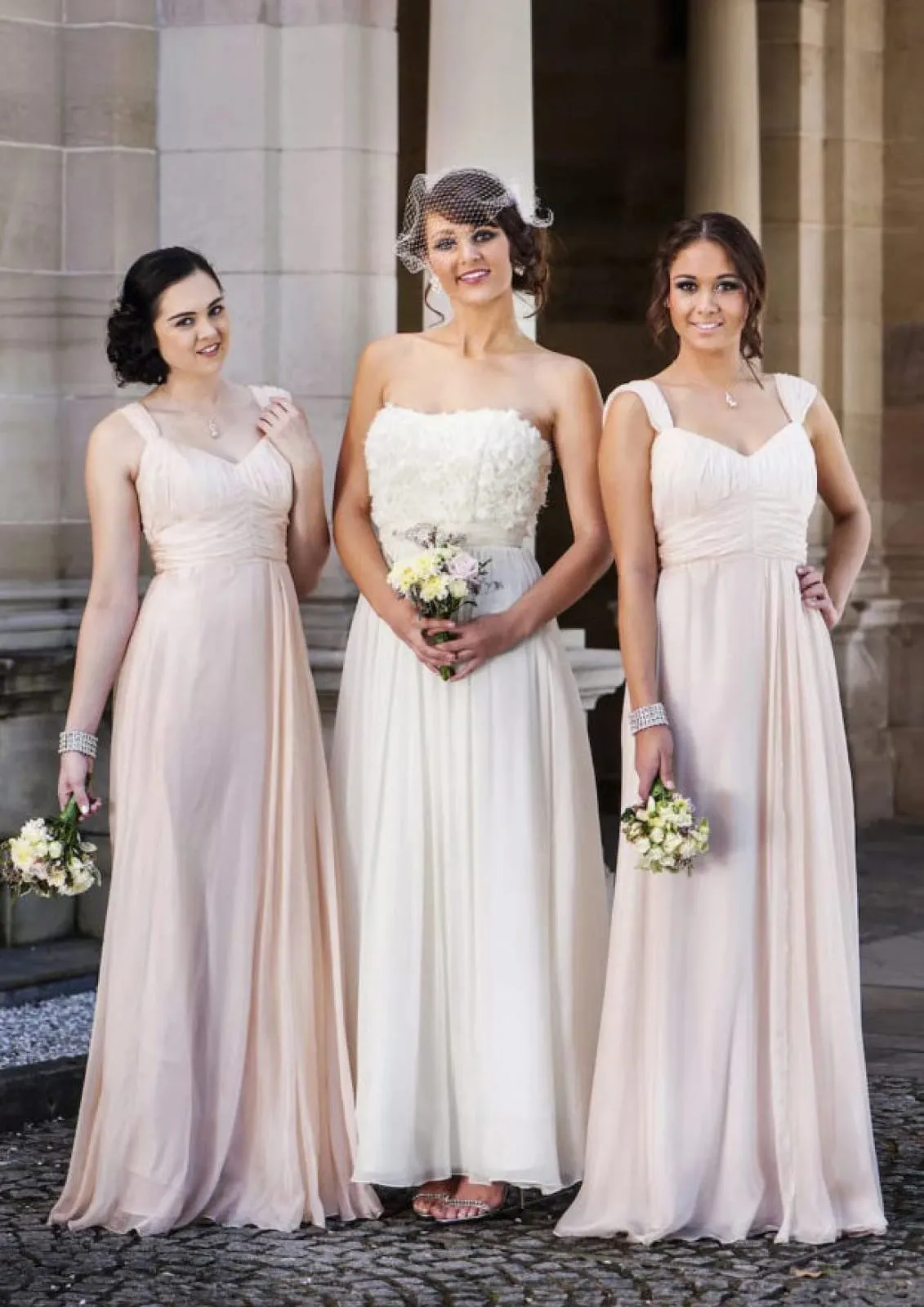 A-line V Neck Straps Floor-Length Chiffon Wedding Party Bridesmaid Dress, Pleated