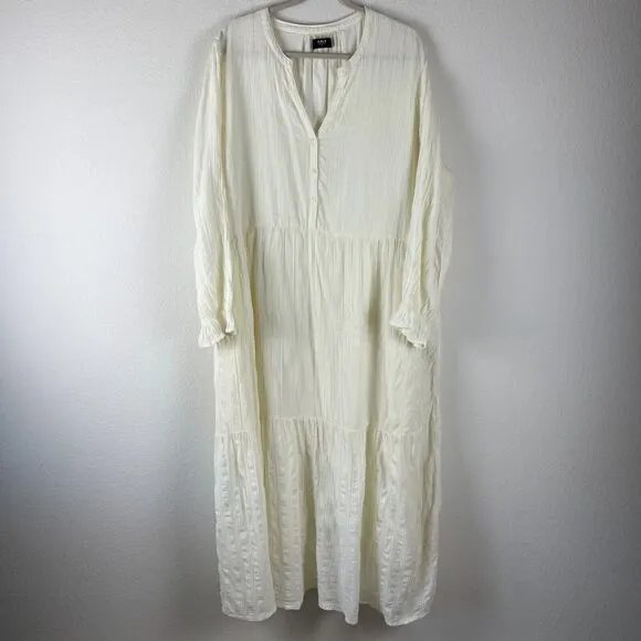 Able Jane Maxi Dress Womens 2x Ivory Antique White Long Sleeve Boho Peasant