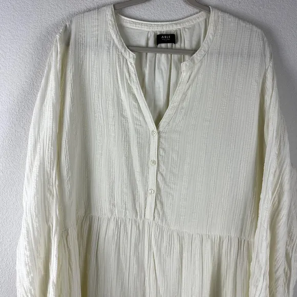 Able Jane Maxi Dress Womens 2x Ivory Antique White Long Sleeve Boho Peasant
