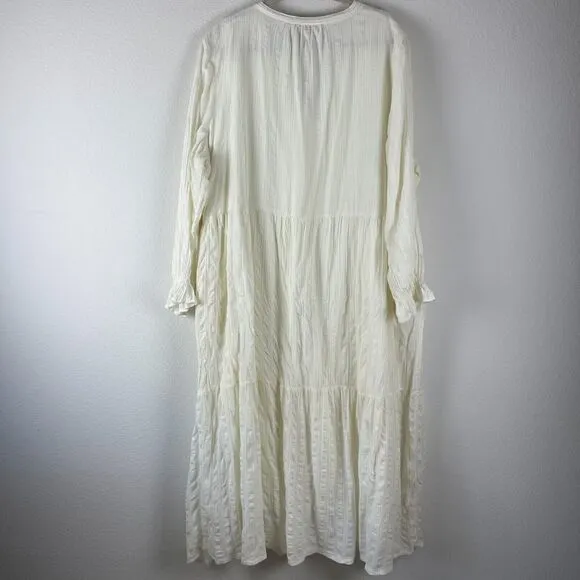 Able Jane Maxi Dress Womens 2x Ivory Antique White Long Sleeve Boho Peasant