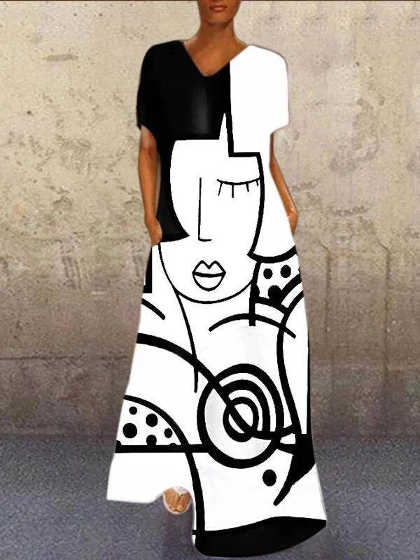 Abstract Print Colorful Maxi Dress