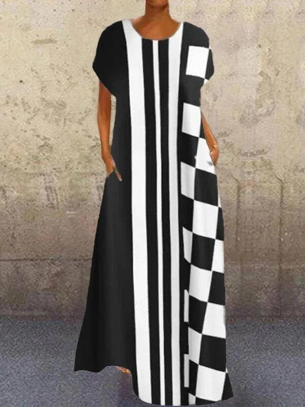 Abstract Print Colorful Maxi Dress