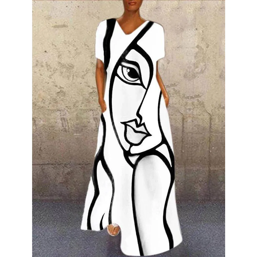 Abstract Print Colorful Maxi Dress