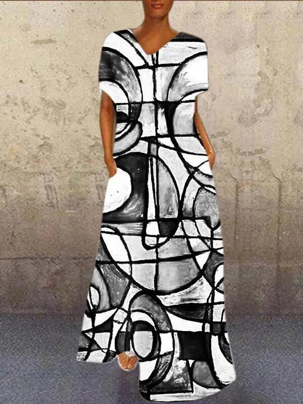 Abstract Print Colorful Maxi Dress