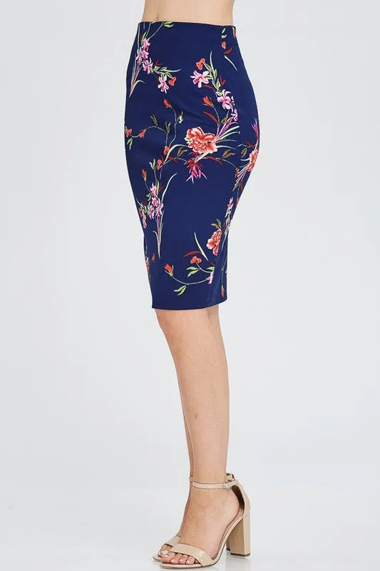 ADDISON FLORAL NAVY SKIRT