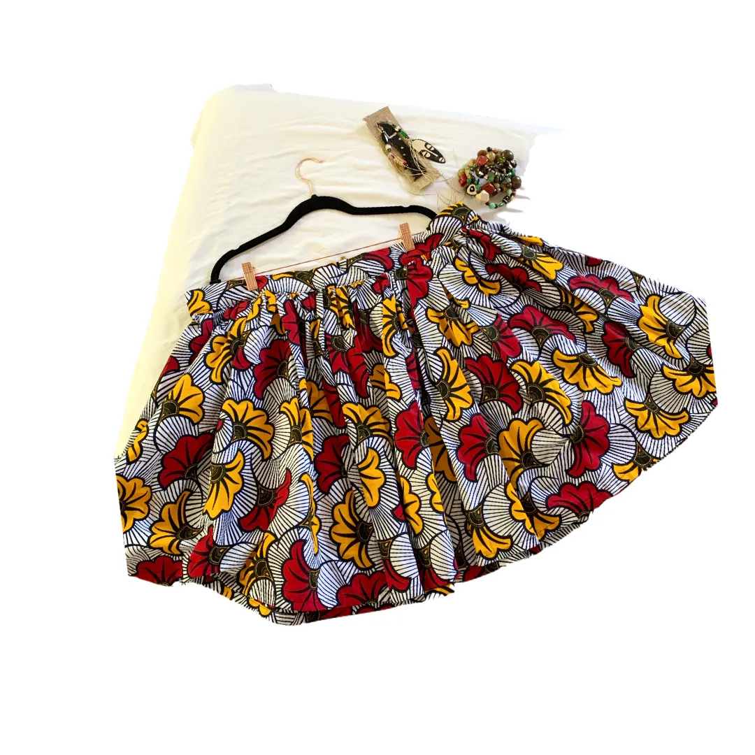 African Ghana 🇬🇭 Multi Falling Leaves Printed Short Maxi