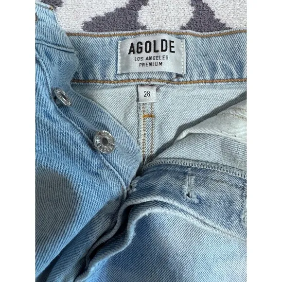 Agolde Quinn High Rise Mini Skirt Size 28 Light Wash Revolve Jean Denim