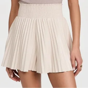 ALC Bondi Vegan Leather Pleated Mini Shorts Skort like Neutral Nude Faux Leather