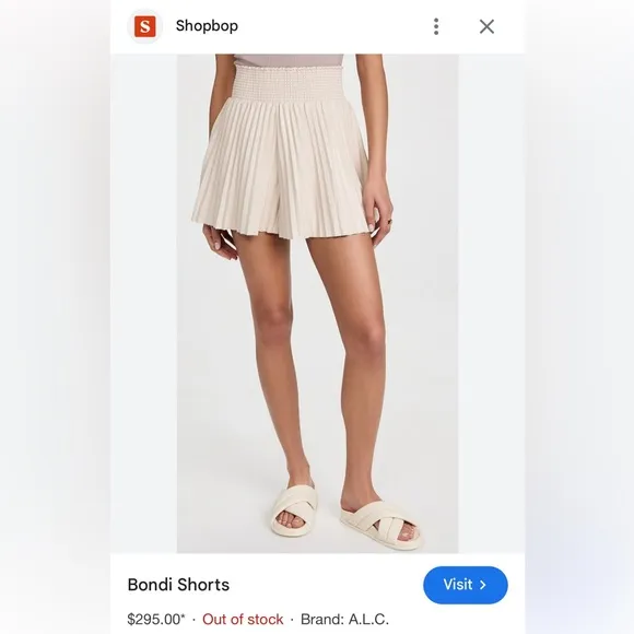 ALC Bondi Vegan Leather Pleated Mini Shorts Skort like Neutral Nude Faux Leather