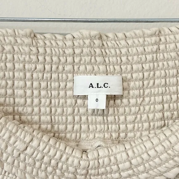 ALC Bondi Vegan Leather Pleated Mini Shorts Skort like Neutral Nude Faux Leather