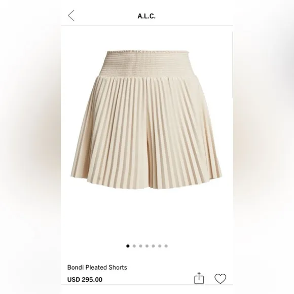 ALC Bondi Vegan Leather Pleated Mini Shorts Skort like Neutral Nude Faux Leather