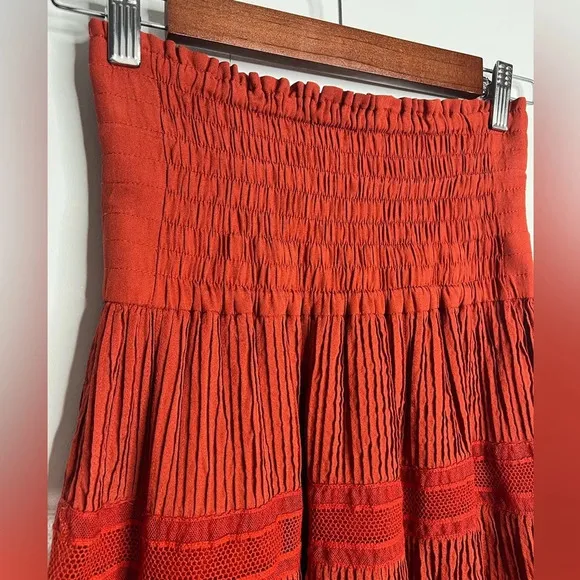 A.L.C. Mini Pleated Skirt 100% silk in Rust Red color - Size 2