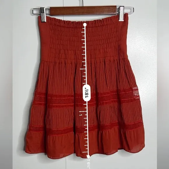 A.L.C. Mini Pleated Skirt 100% silk in Rust Red color - Size 2