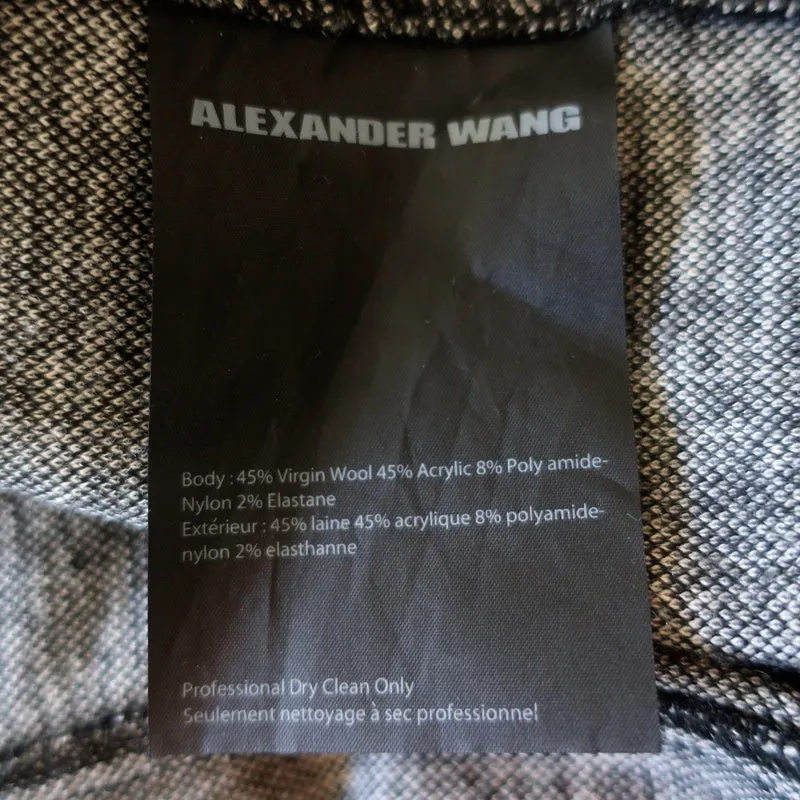 Alexander Wang Pencil Skirt Black/Gray Printed Stretch Wool Size 6