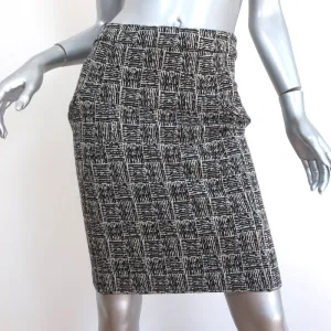 Alexander Wang Pencil Skirt Black/Gray Printed Stretch Wool Size 6