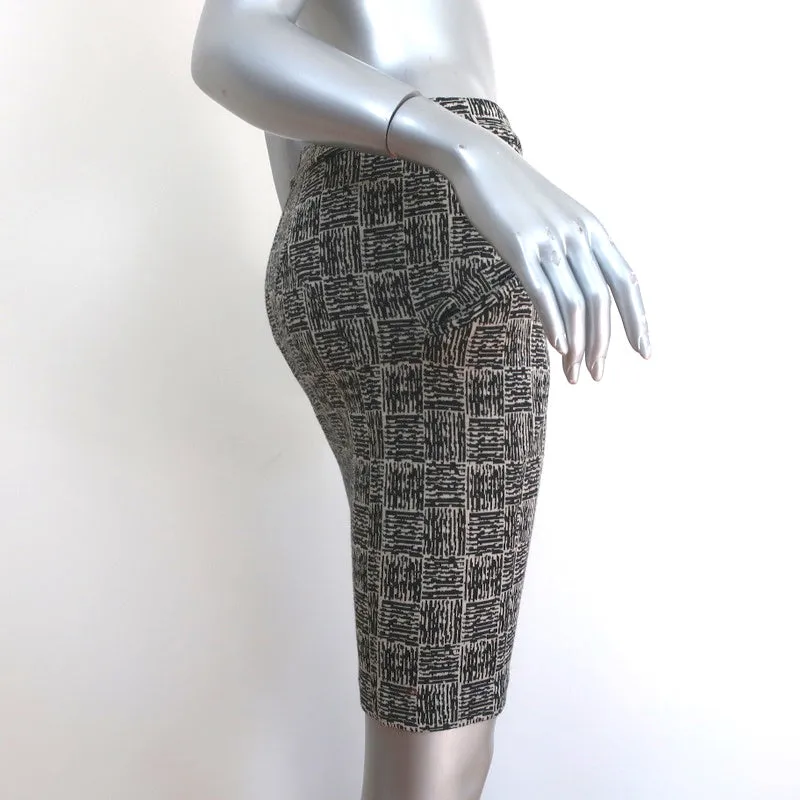 Alexander Wang Pencil Skirt Black/Gray Printed Stretch Wool Size 6