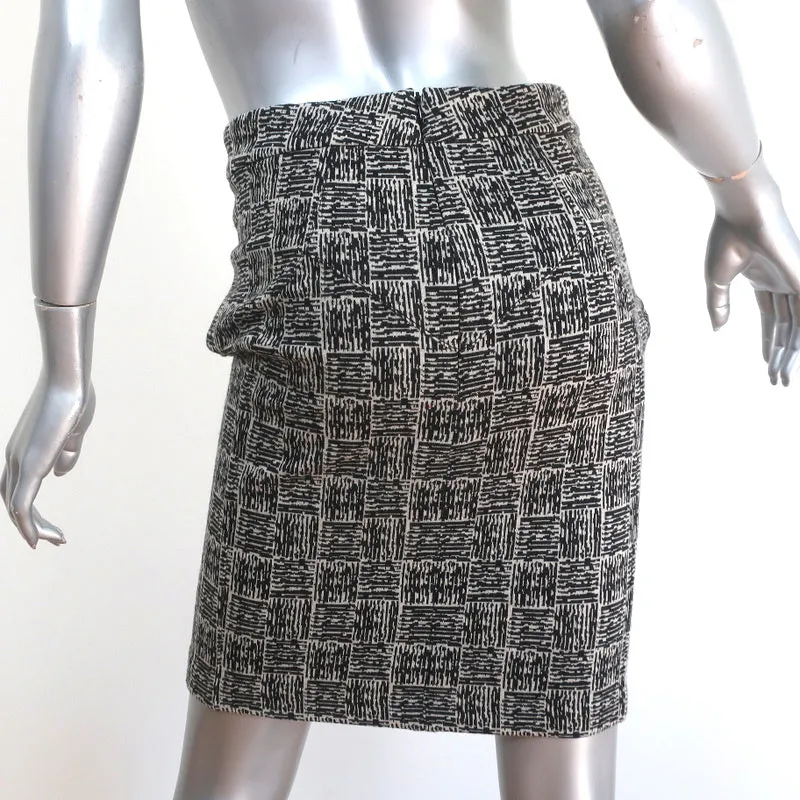 Alexander Wang Pencil Skirt Black/Gray Printed Stretch Wool Size 6