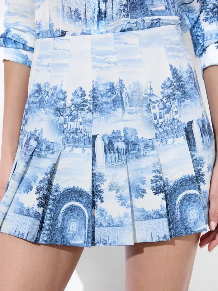 Alice   Olivia Carter Pleated Mini Skirt in Chateau