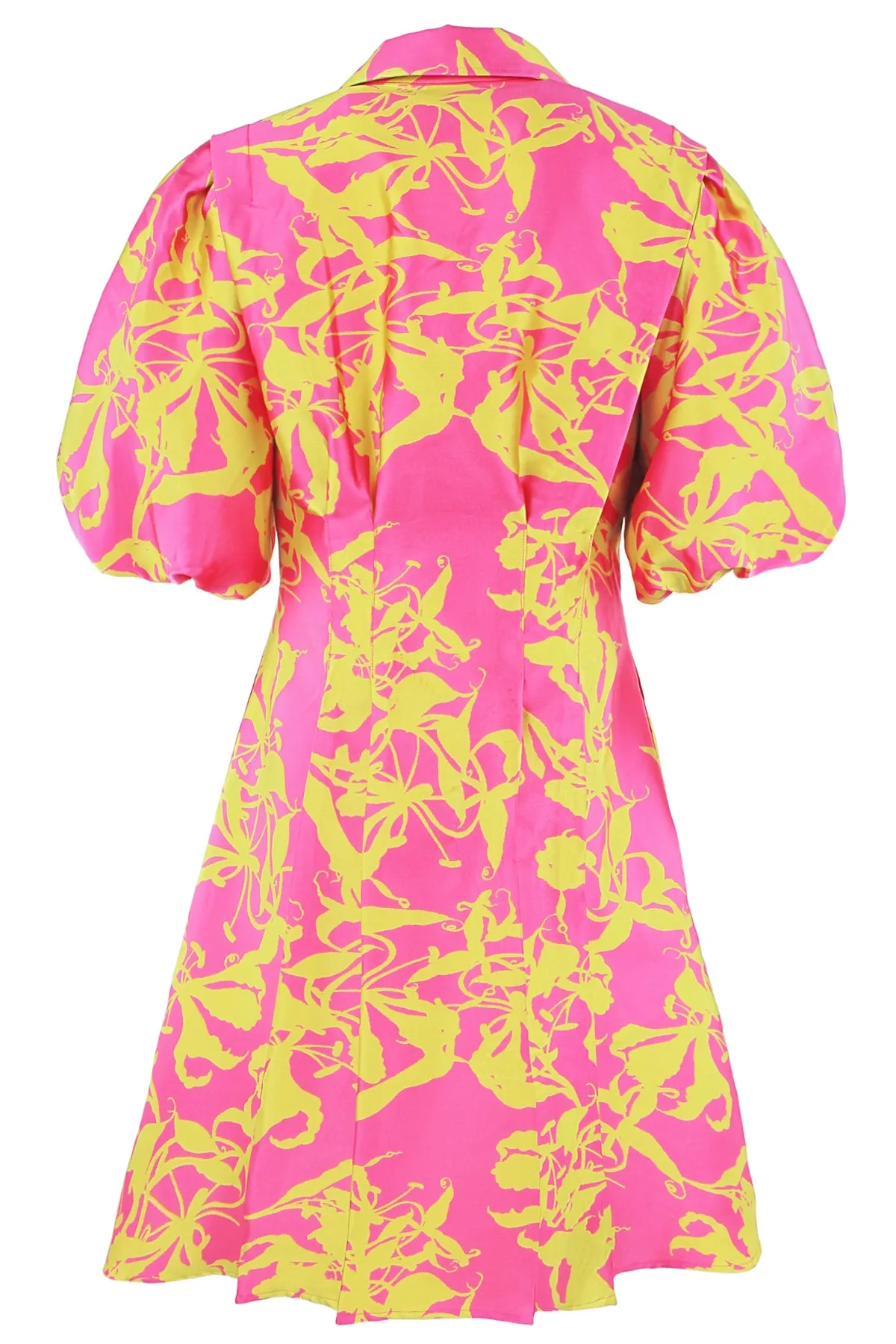 Alicia Tucked Waist Shirt Dress Pink/Citron Jacquard