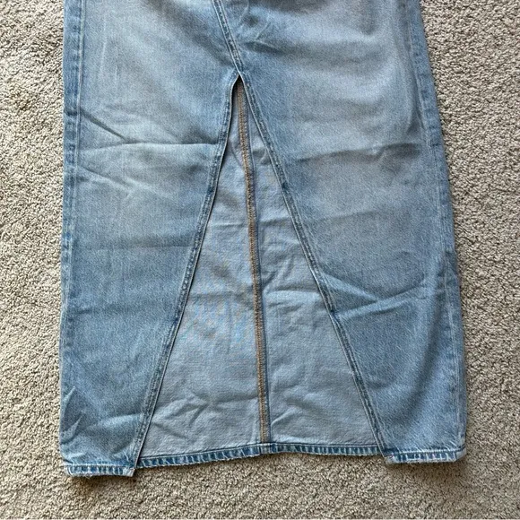 AMERICAN EAGLE DREAMY DRAPE LOW RISE DENIM MAXI SKIRT