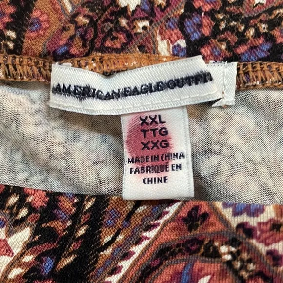 AMERICAN EAGLE Paisley Pencil Maxi Skirt With 2 High Slit Size XXL