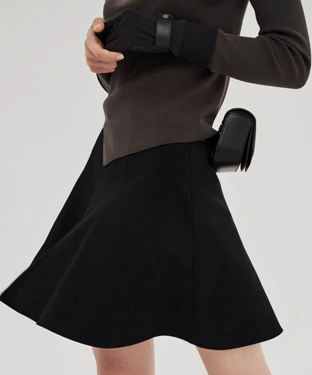 Anell Golf Cotton Flared Skirt - Black